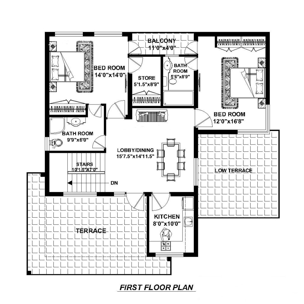 40 x 40 feet first floor plan