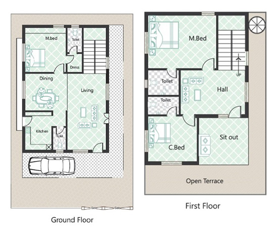 1000 sq yrd house map