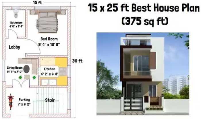 15 feet by 25 feet best house plan with elevation design