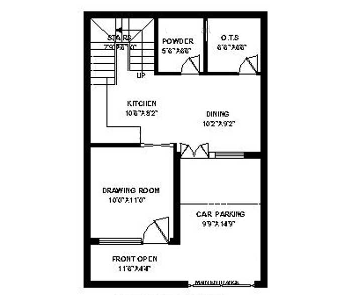 15 by 25 feet house plan with car parking