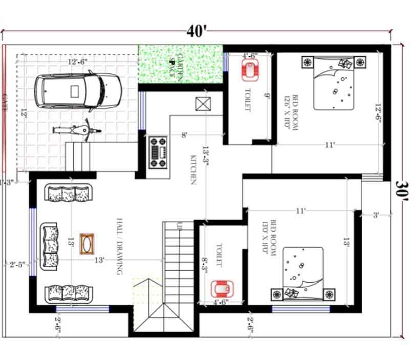 2 bedroom 2bhk plan and designs