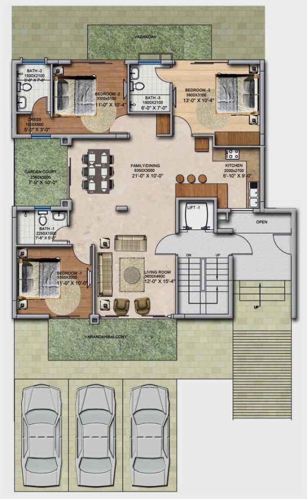 3 Bedroom with Basement Design