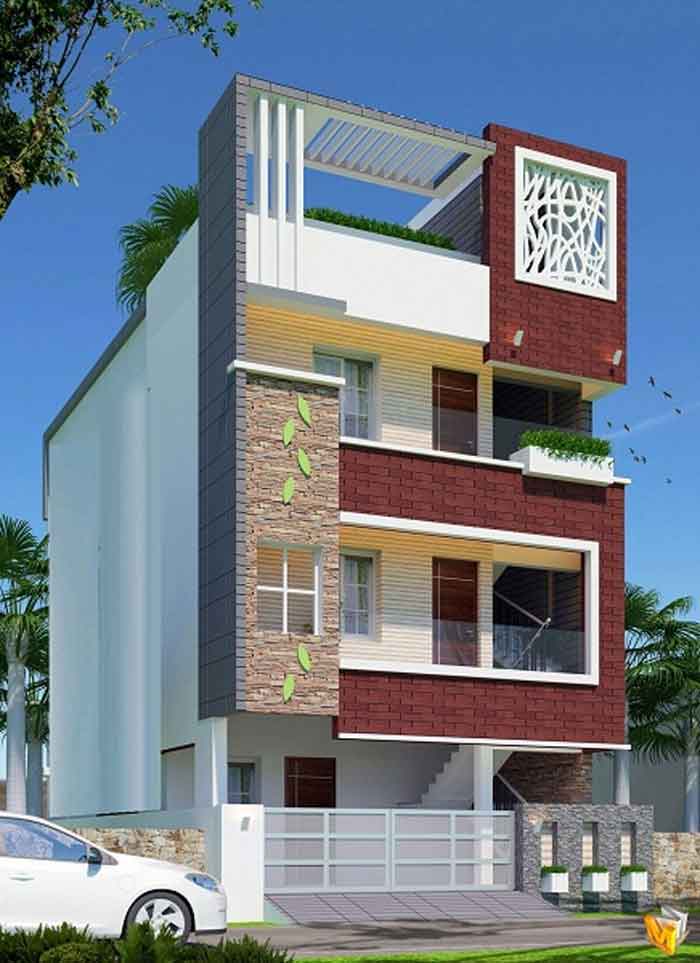 3 floor front house elevation design