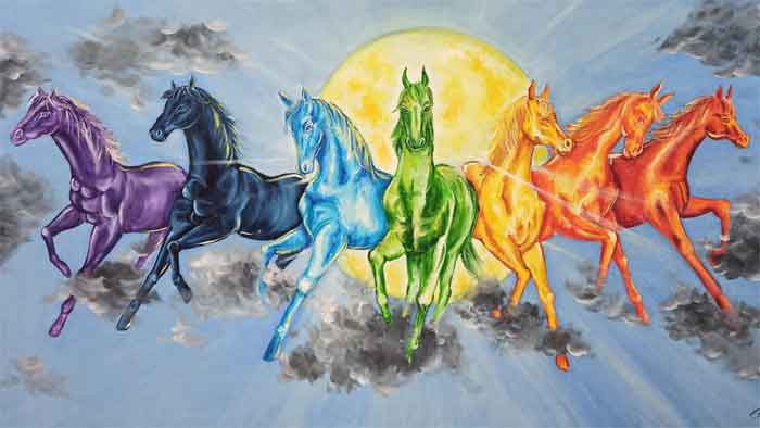 7 lucky horses painting