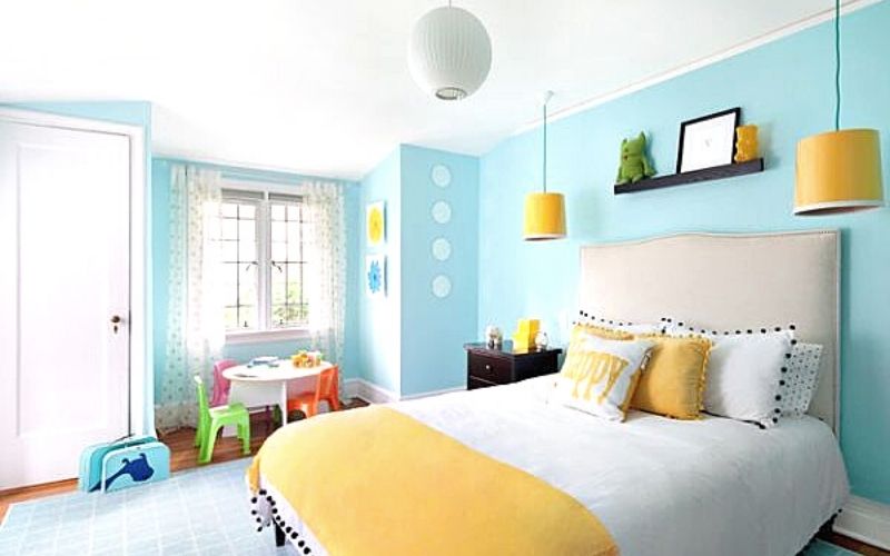 blue colour combination bedroom walls