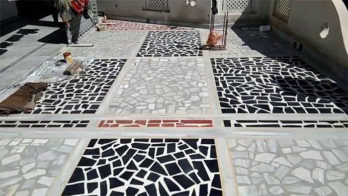 traditional broken marble flooring design