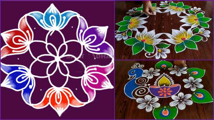 dotted floral rangoli design