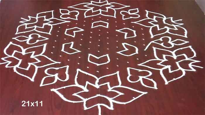 dotted kolam star design dots