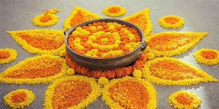 floral diwali rangoli design