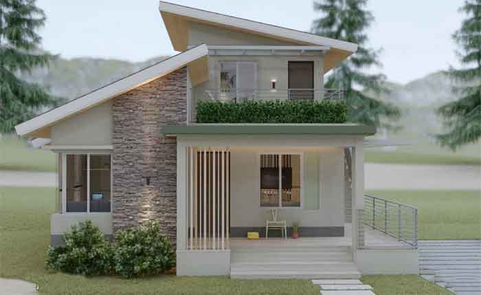 normal 2 floors house front elevation design