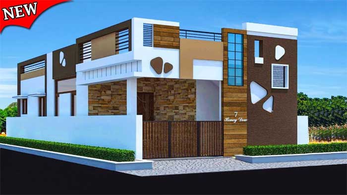 front wood panels ground floor elevation design