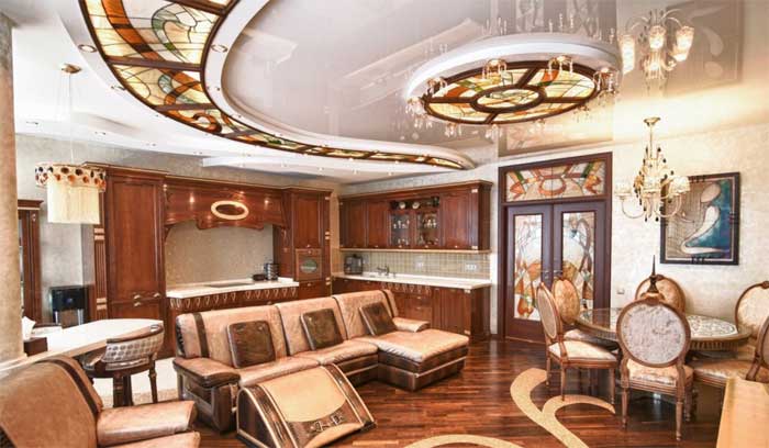 glass paneled fall ceiling design