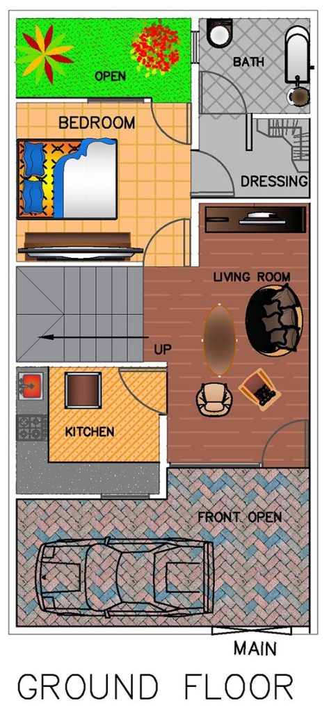 20 x 40 Feet 2 BHK House Plan