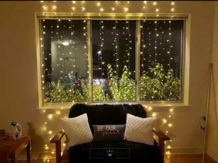 Hang string lights around your doorways and windows