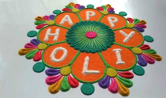 holi office rangoli design