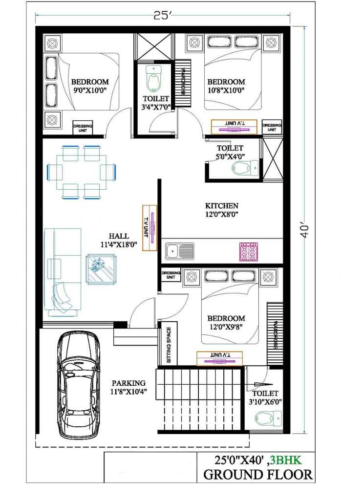 indian style house map design in 1000 square feet