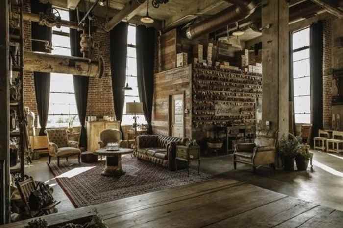 industrial steampunk interior design