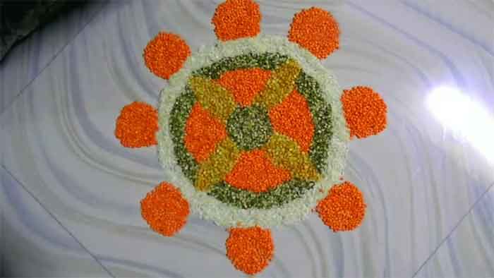 Lentils rangoli design