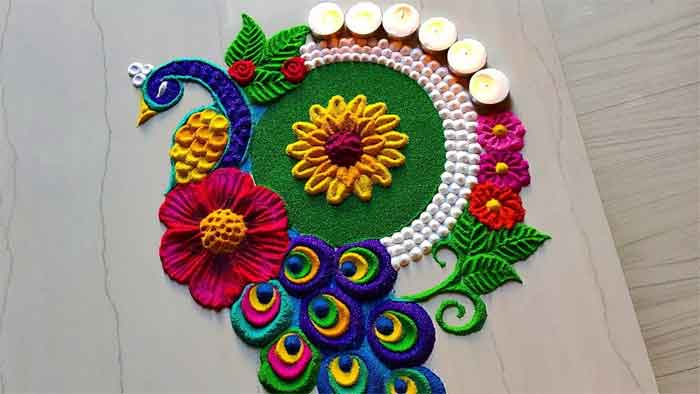 peacock rangoli design