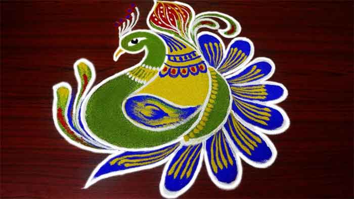 peacock rangoli kolam design