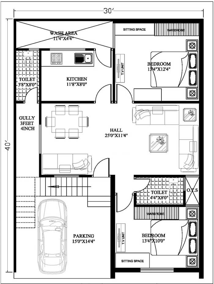 popular 30 by 40 house plan