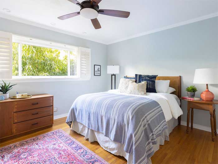 Shade of Blue and White Bedroom Wall