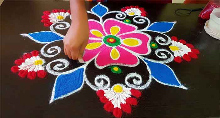 simple colourful rangoli design