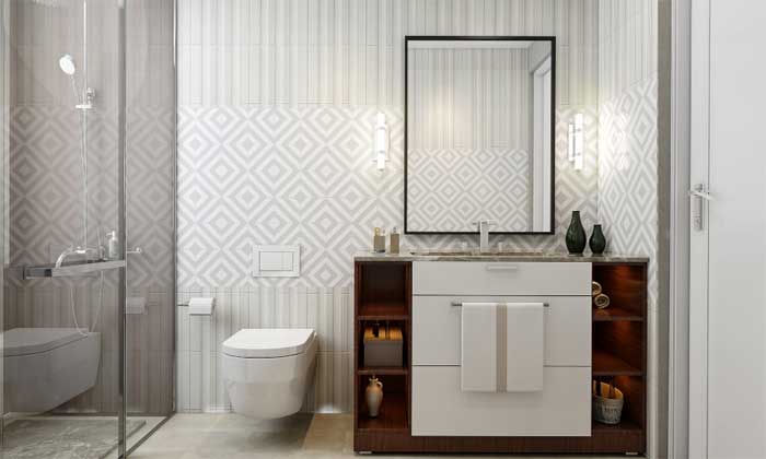 spacious 1bhk bathroom interior