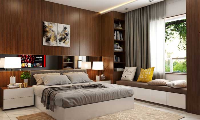 spacious 1 bhk bedroom interior