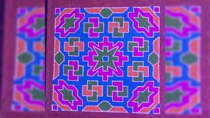 8 dots square shape rangoli design