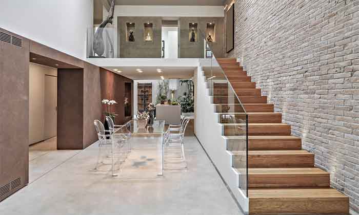 staircase brick wall design