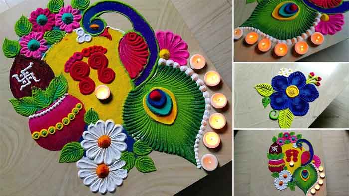 unique dhanteras kalash rangoli design