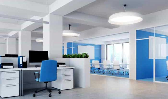 white blue office paint color vastu