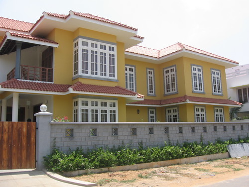 yellow white exterior indian house paint