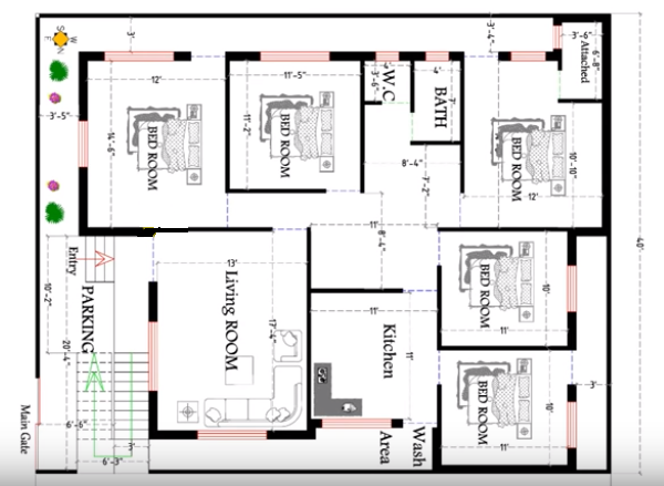 40 x 50 Feet House Plan